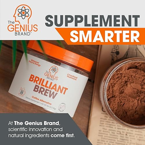 Miniatura 7 de Genius Brilliant Brew, alternativa al café sin azúcar, sustituto del café con adaptógeno nootrópico, energía natural sin nerviosismo y choque, 0