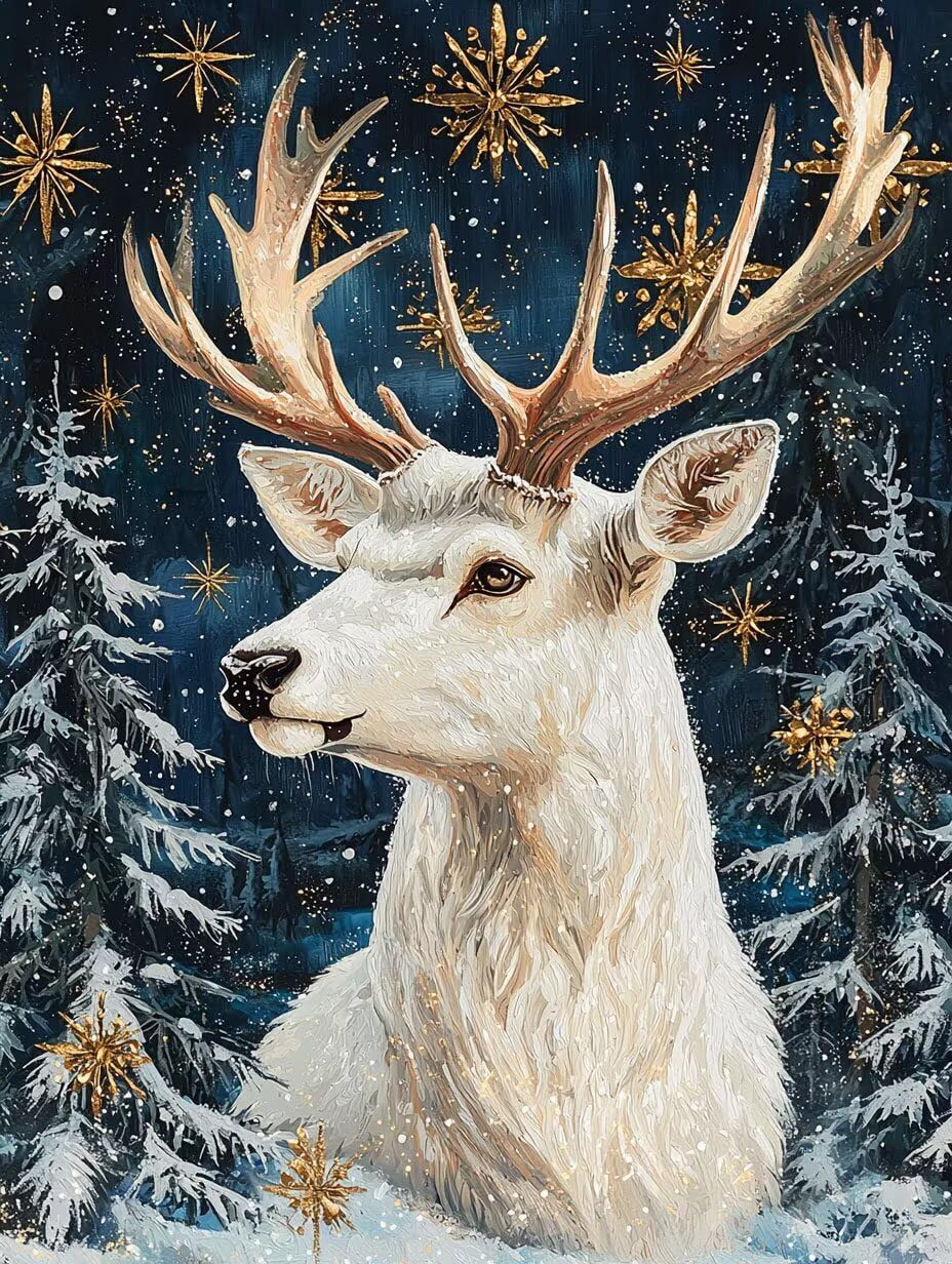 WEISHIWE Dipingere con i Numeri Adulti Alce in inverno, 60x80cm s-158 | Pittura a Olio Kit, fai da te Quadri da Dipingere Numerat, Adulti Bambini Hobby Creativi,Pittura Adulti Decora la Casa Regalo