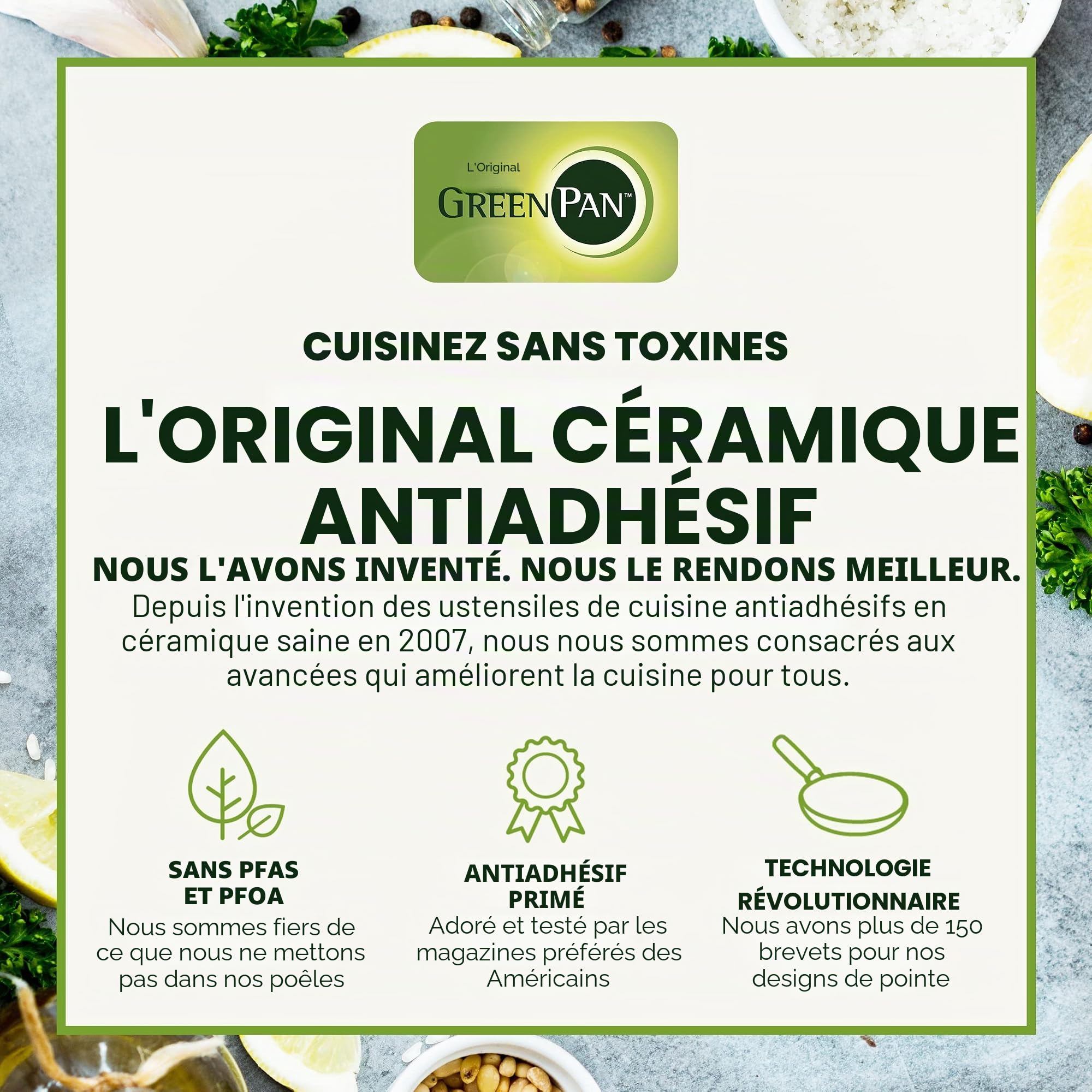 GreenPan SmartShape Poêle à Frire Antiadhésive en Céramique Saine de 24 cm, Sans PFAS, Convient à l'induction, Va au Four, Va au Lave-Vaisselle, Noir