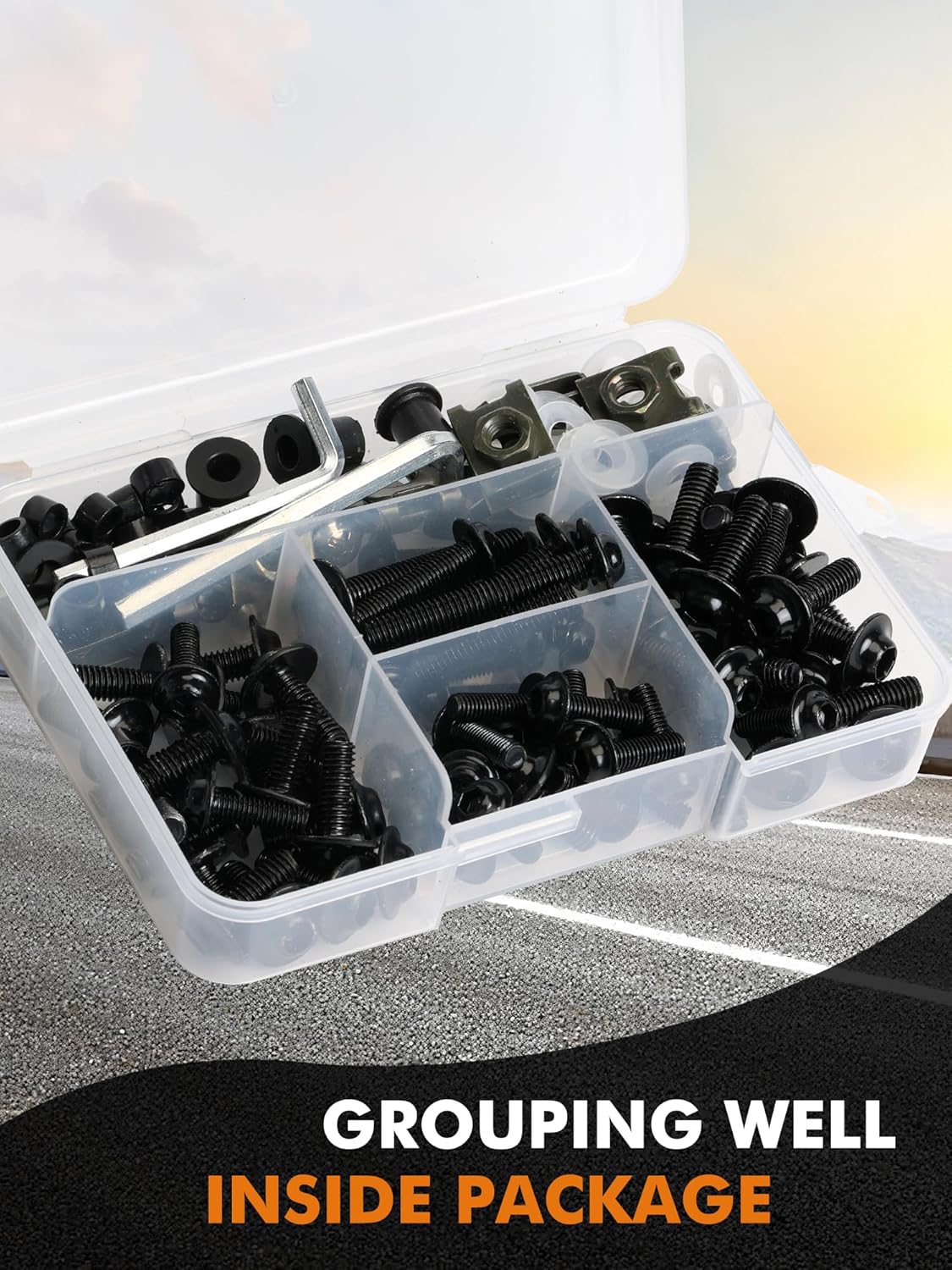 177Pcs Motorcycle Fairing Bolt Kit 304 Stainless Steel M5 M6 Windscreen Screws Fastener Clips Universal Fit for Motorcycle GSXR Honda Kawasaki BMW Ducati Suzuki Yamaha, Black