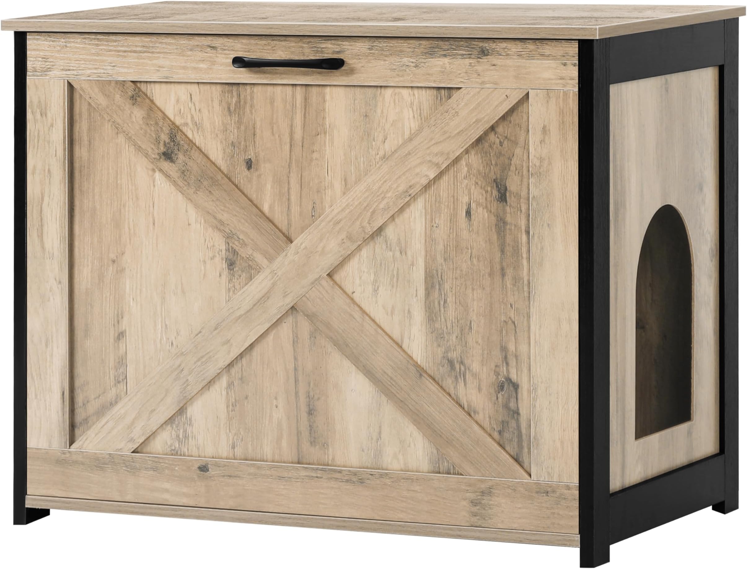 DWANTON Katzentoilette Greige – Versteckter Katzenklo-Schrank Als Beistelltisch, 70 X 50 X 55 Cm