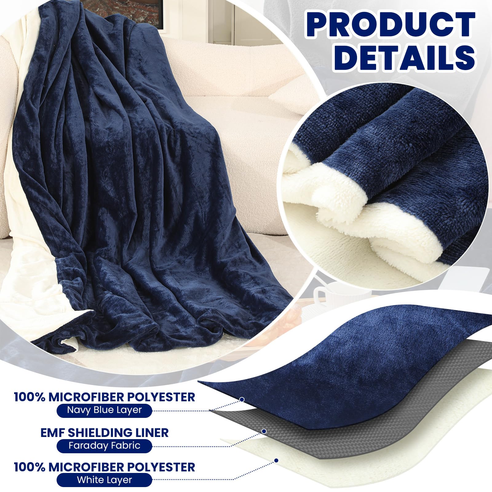 TENTIAL BAKUNE BLANKET 130×70cm Navy TENTIAL BAKUNE BLANKET