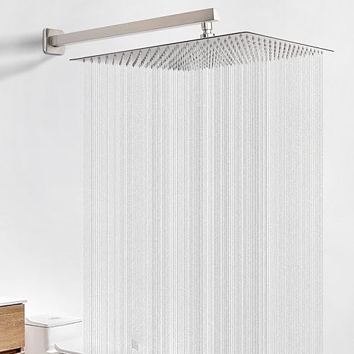 Miniatura 5 de HarJue Brazo de ducha, extensor de cabezal de ducha de lluvia, con brida y cinta de teflón, hecho de acero inoxidable grueso para baño, ducha de