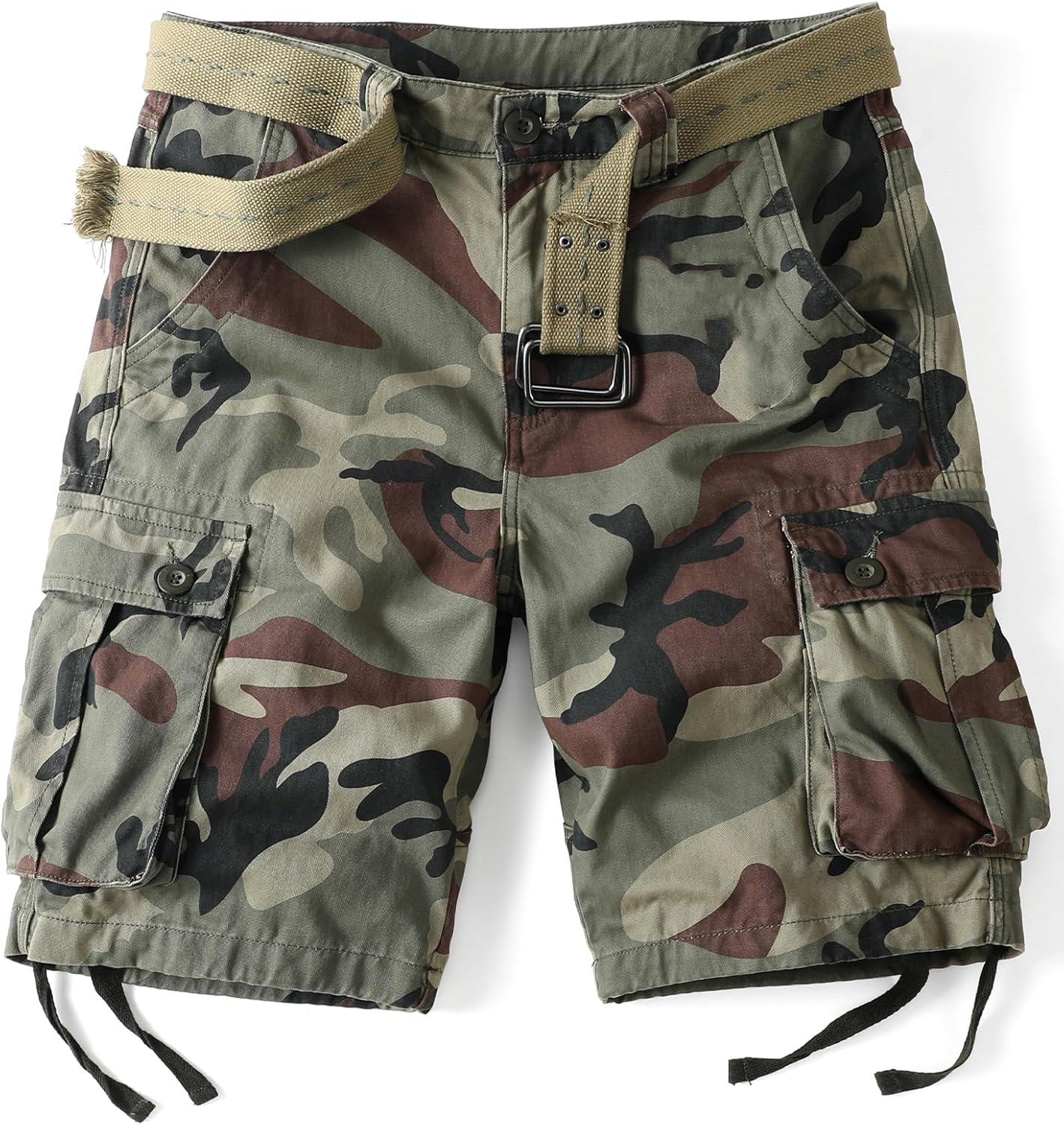 Camo Cargo Shorts for Men Cotton Casual Wild Outdoor Work Relaxed Fit Shorts with Multi-Pockets
