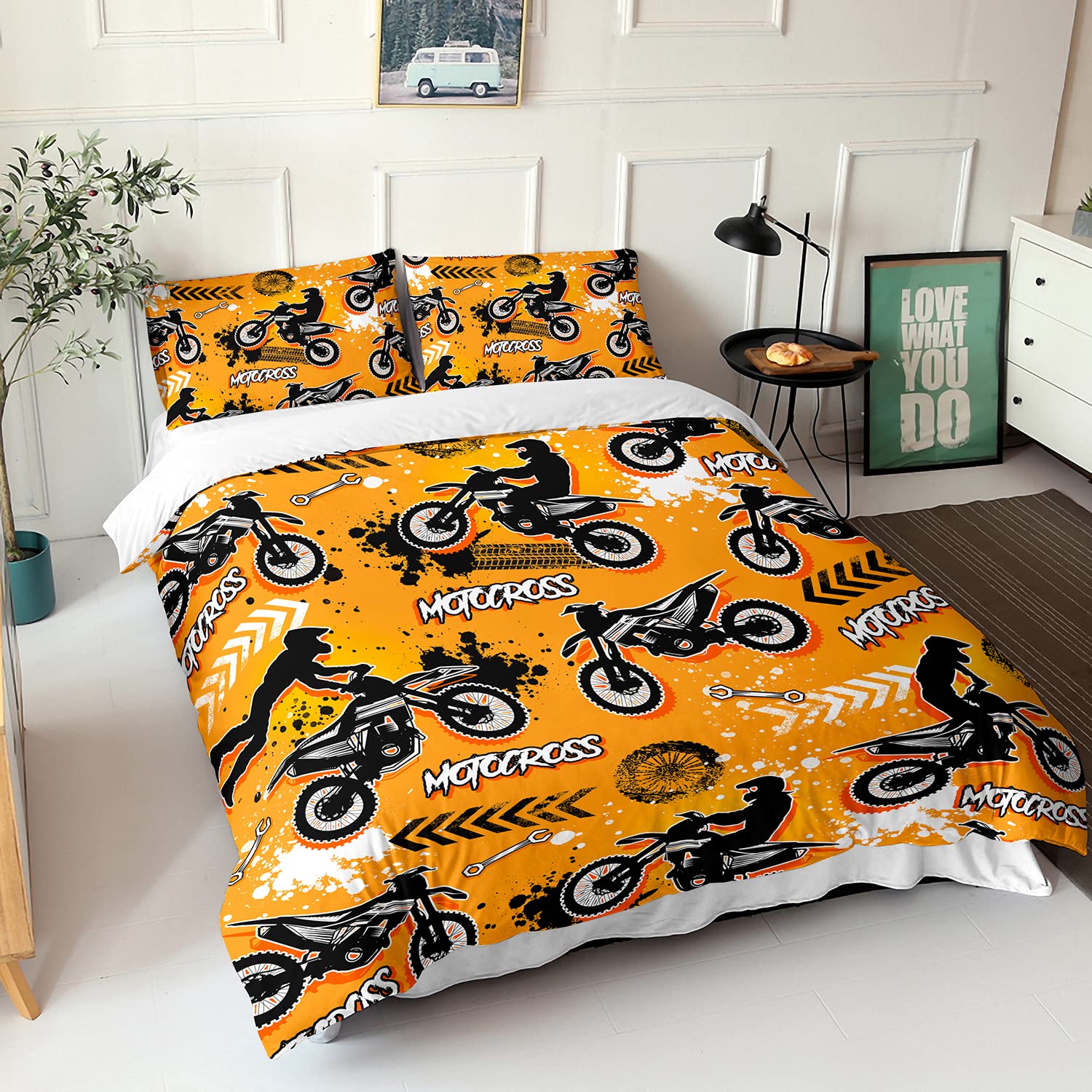 HAVOP Dirt Bike Bedding Set Teens Boys Duvet Cover Set Single Size Motorbike Extreme Sport Quilt Cover Motocross Rider Comforter Cover For Kids Boys - Image 2