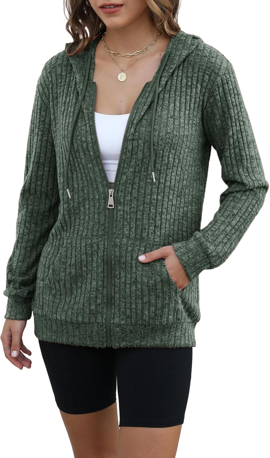 JomeDesign Sweaters for Women Long Sleeve Sweatshirt Fashion Hoodies Zip Up Loose Casual Fall Tops S-XXL - Image 2