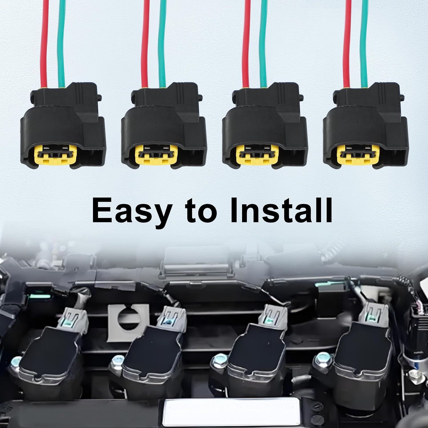 Ignition Coil Connector Plug Wire Harness for Hyundai Sonata Accent Elantra GT Tucson, for Veloster, for Kia Forte5 Forte Koup Soul Optima Rio, Replace PT2910 4pcs