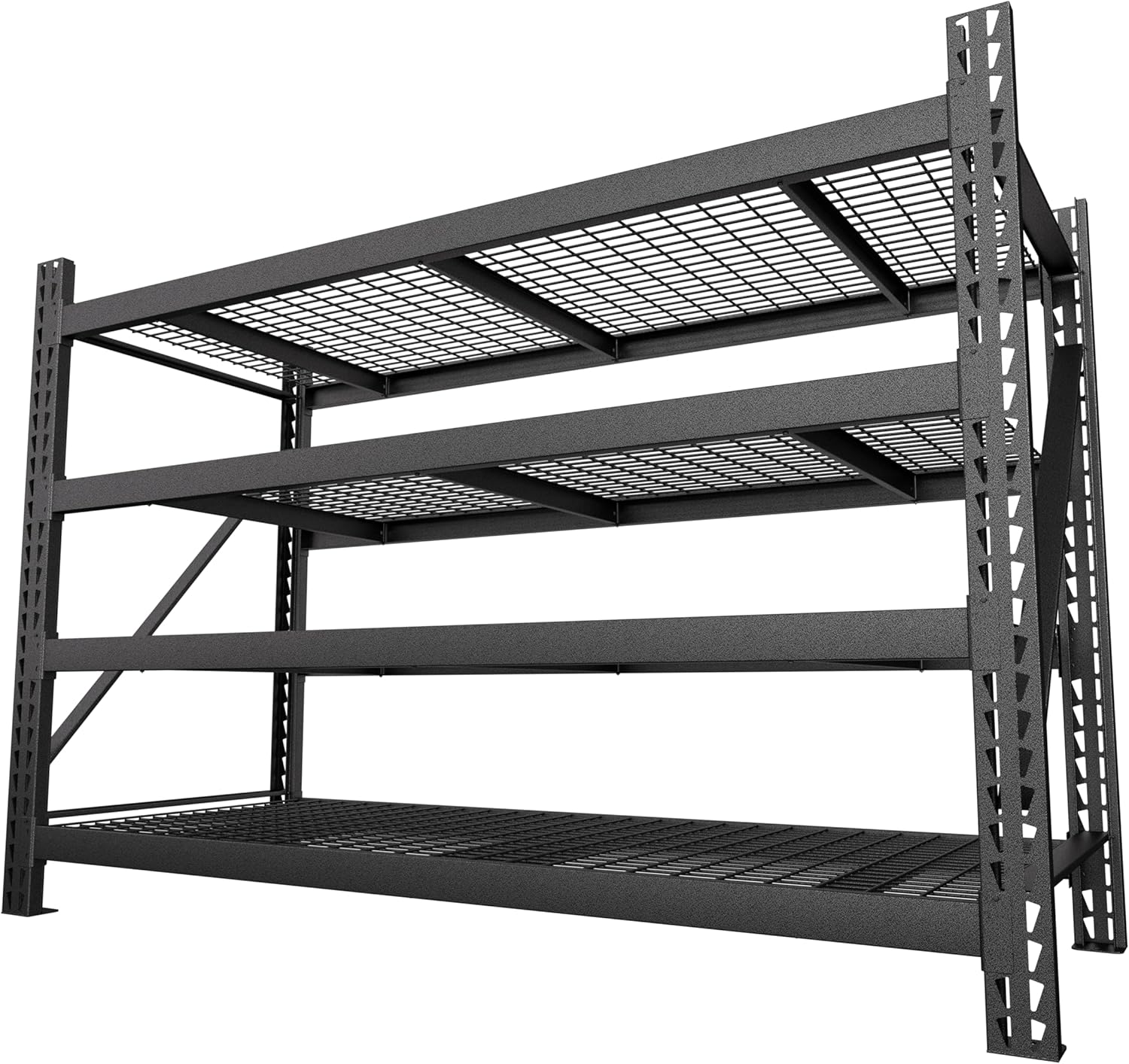 8000LBS 78 "W x 24 "D x 72 "H Garage Shelving, 4-Tier Industrial Iron Shelving Unit Garage Storage Rack for Basement Warehouse, Black