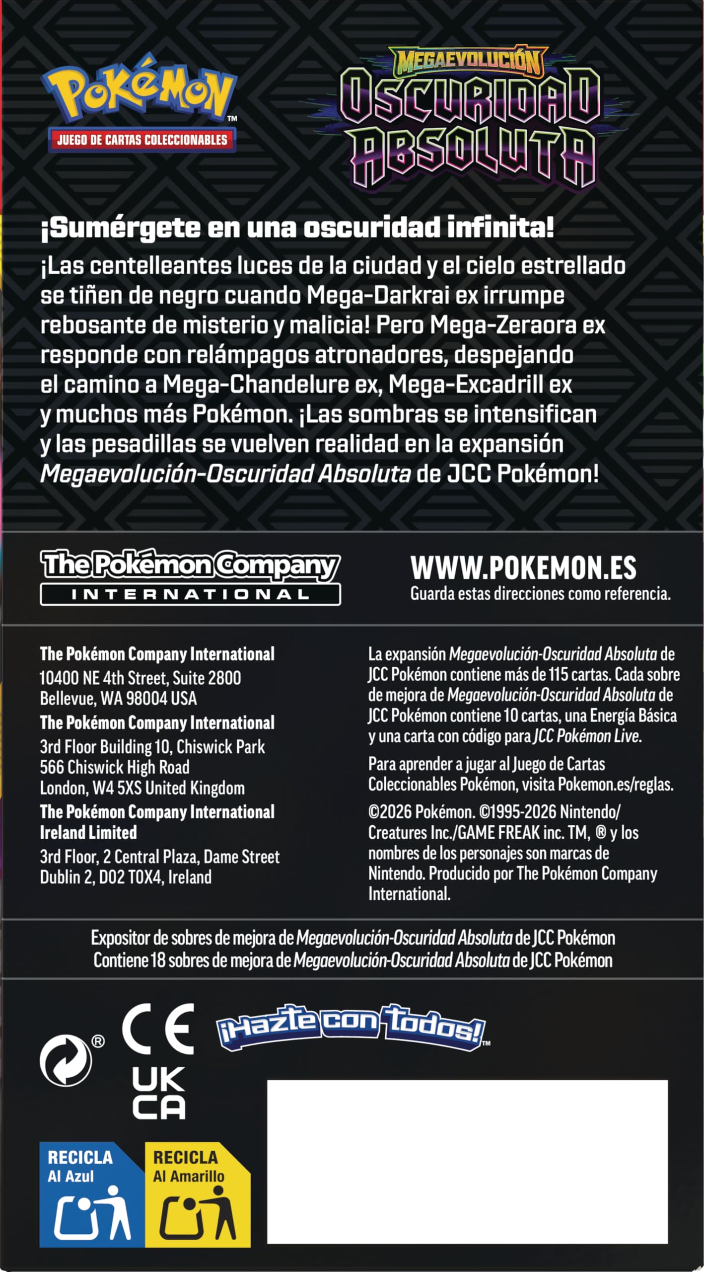 Pokémon: Expositor de Sobres de Mejora de Megaevolución-Oscuridad Absoluta (18 Sobres de Mejora)
