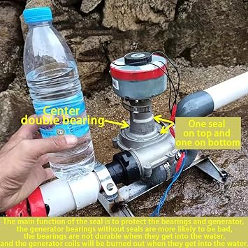 500W 220V Micro Hydroelectric Generator Water Turbine 50hz Portable Water Turbine Generator, Aluminum Material Pure Copper Coil Hydro Generator for Outdoor, Lighting, Computer,500w,220V
