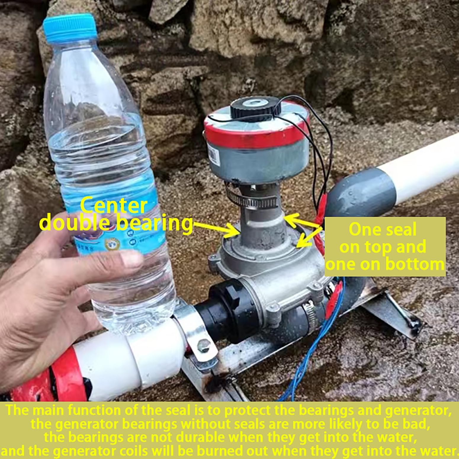 ZHOZHUT 500W 220V Micro Hydroelectric Generator Water Turbine 50hz Portable Water Turbine Generator, Aluminum Material Pure Copper Coil Hydro Generator For Outdoor, Lighting, Computer,500W,220V