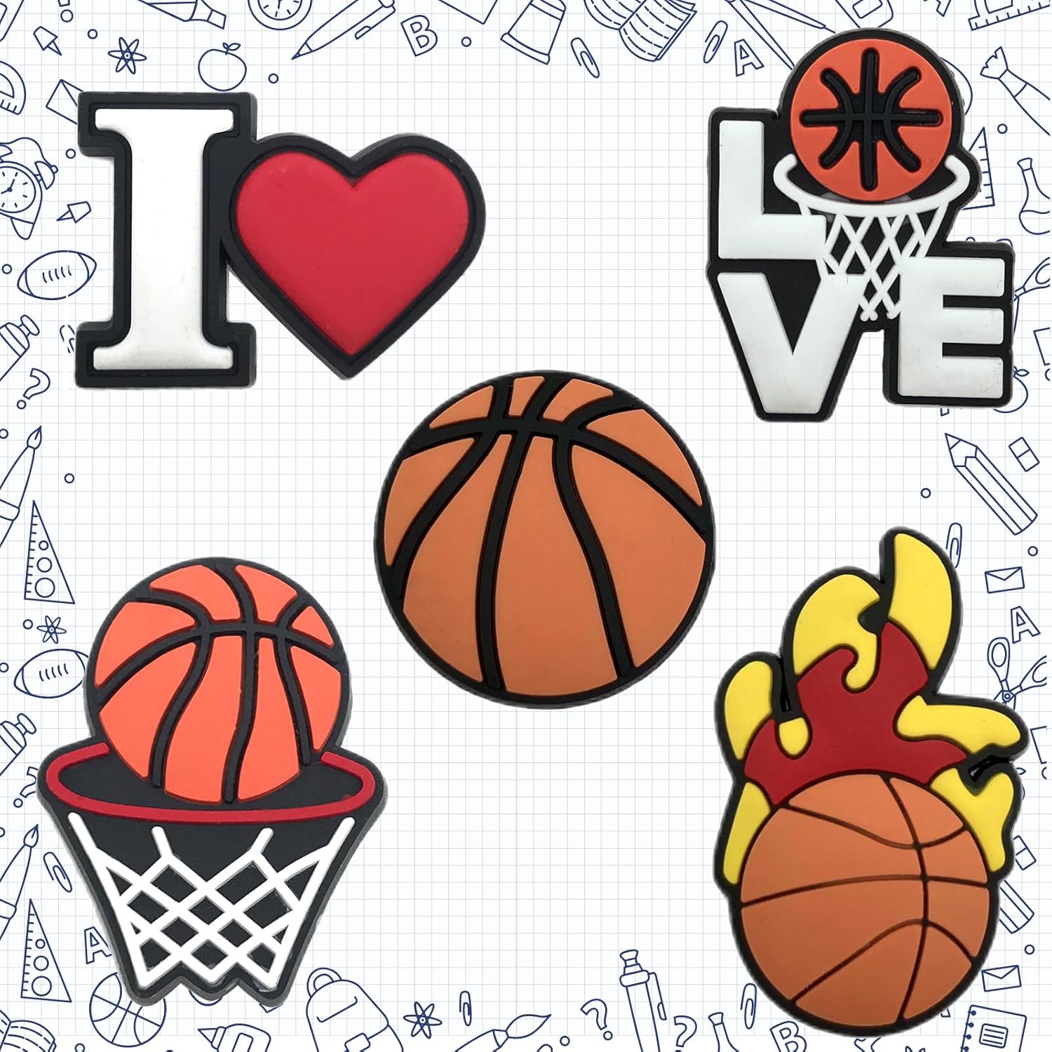 BULKITEM 25PCS Sports Shoe Decoration Charms,Basketball Soccer Baseball Golf Football Shoe Decoration Charms