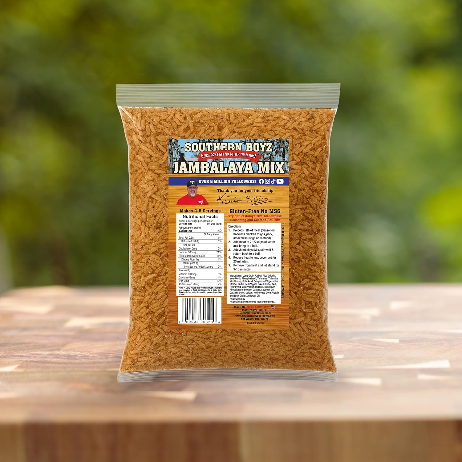 Southern Boyz Seasonings Jambalaya Mix With Rice, 8 Ounce Bag (No MSG, Gluten-Free Blend - Makes 4-6 Servings) (10 PACK)