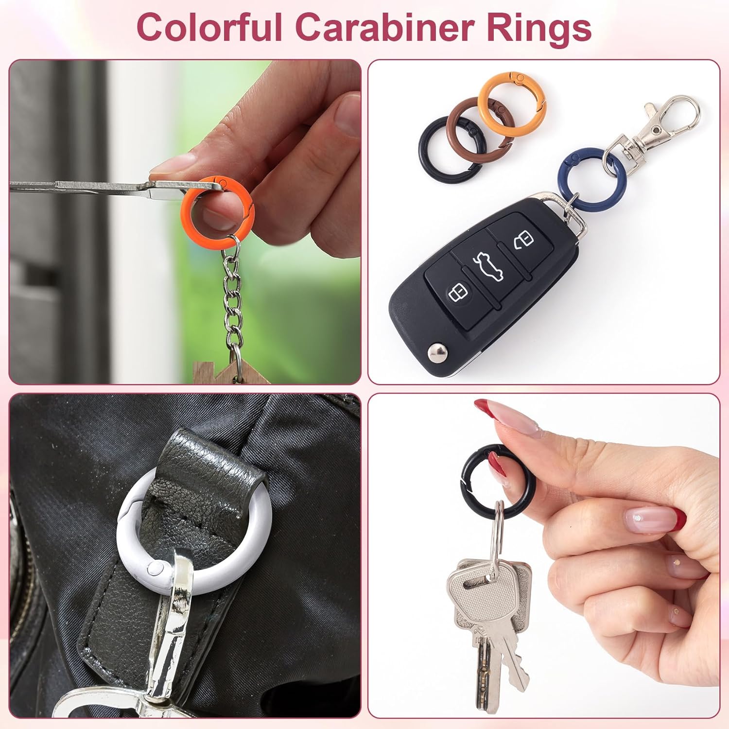 51Pcs 25mm Round Spring O Rings, Colorful Metal Key Ring Snap Buckle Clip Trigger DIY Accessories for Purse Keyrings Keychain Handbag Lanyard - Image 6