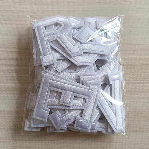 Miniatura 4 de Zlettery Parches de letras para planchar de 2.9 pulgadas, 52 piezas, parches bordados del alfabeto A-Z para ropa, chaquetas, sombreros, mochilas,