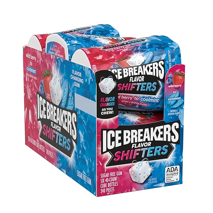 ICE BREAKERS Chicle Sin Azúcar Sabor Wild Berry a Coolmint, Pack de 6 Botellas (3.24 oz) miniatura 3