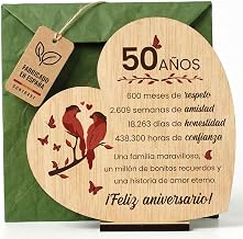 CONTRAXT Wooden Heart with Spanish Text for 50th Anniversary