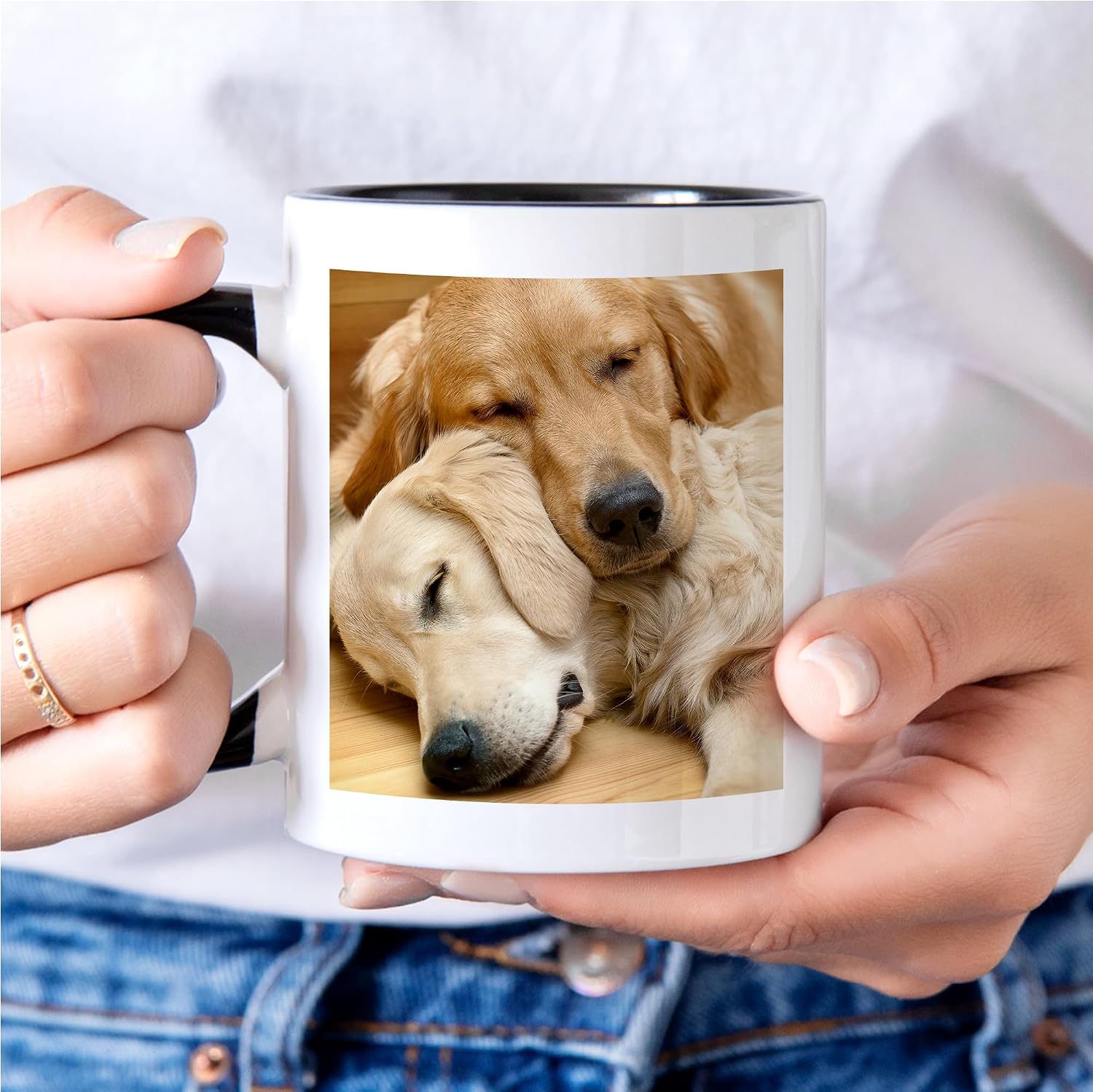 Let's Make Memories Personalized Photo Mug - Custom Coffee Mug - Your Photo - For Any Occasion - Birthday - For Him - For Her - For Friend - Couples -11oz- Navy Handle