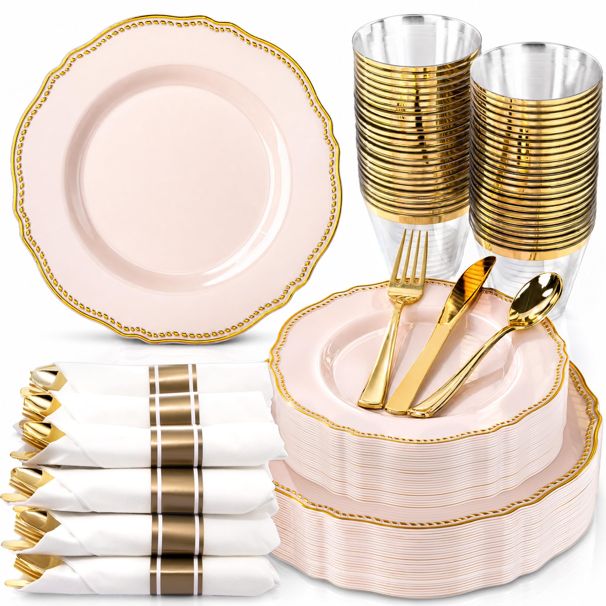 Ivory Gold Plates for Weddings & Parties -13