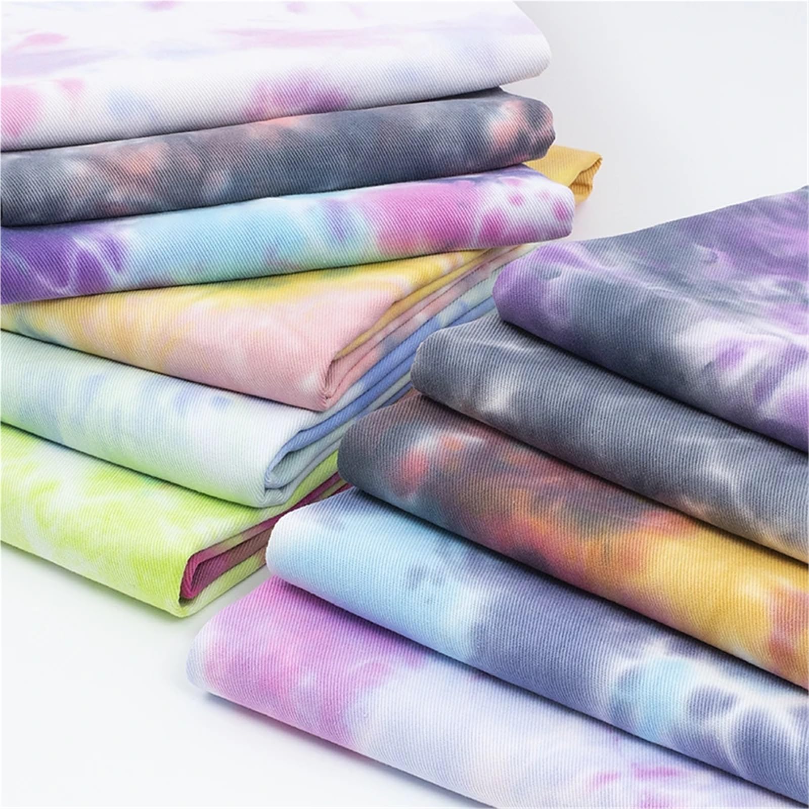 Baumwollstoff Denim for Kleidung Mäntel Kleider Nähen Bunte Tie-Dye Thickend Jeans Textil Glatte weiche Textur(Color-01)