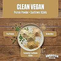Vista 5 de Ambrosia Planta - Polvo de proteína a base de plantas 20g Polvo de proteína vegana sin lácteos con aminoácidos BCAA Apto para dieta cetogénica