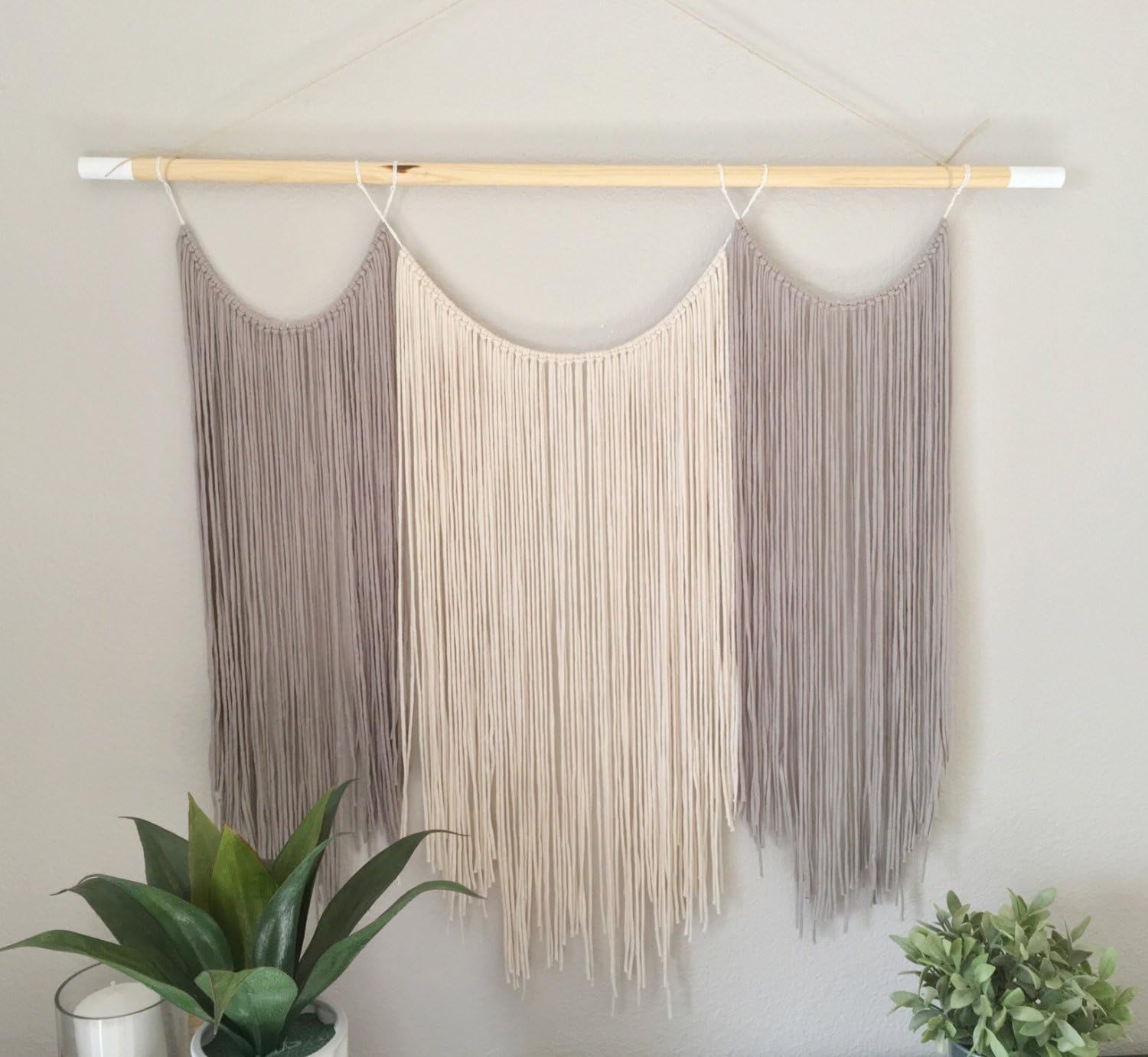 Large macrame wall hanging, two tone contrast