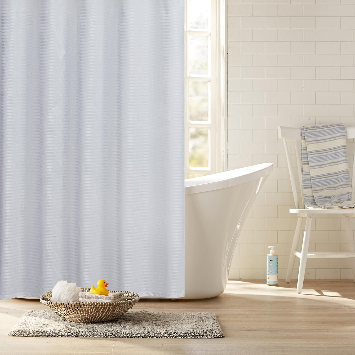 Clorox 2in1 Bathroom Shower Curtain Liner, Durable Fabric