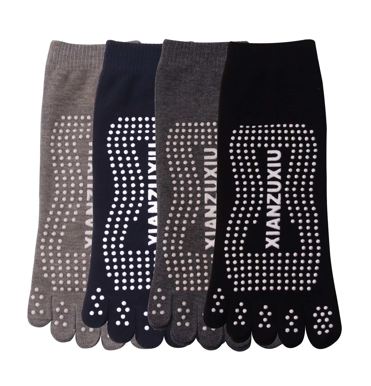 Elfin-Lore4 Pairs of Yoga Socks 5-Toe Non Slip Full Toe Sock for Yoga Pilates Bar Gym for Men and Women