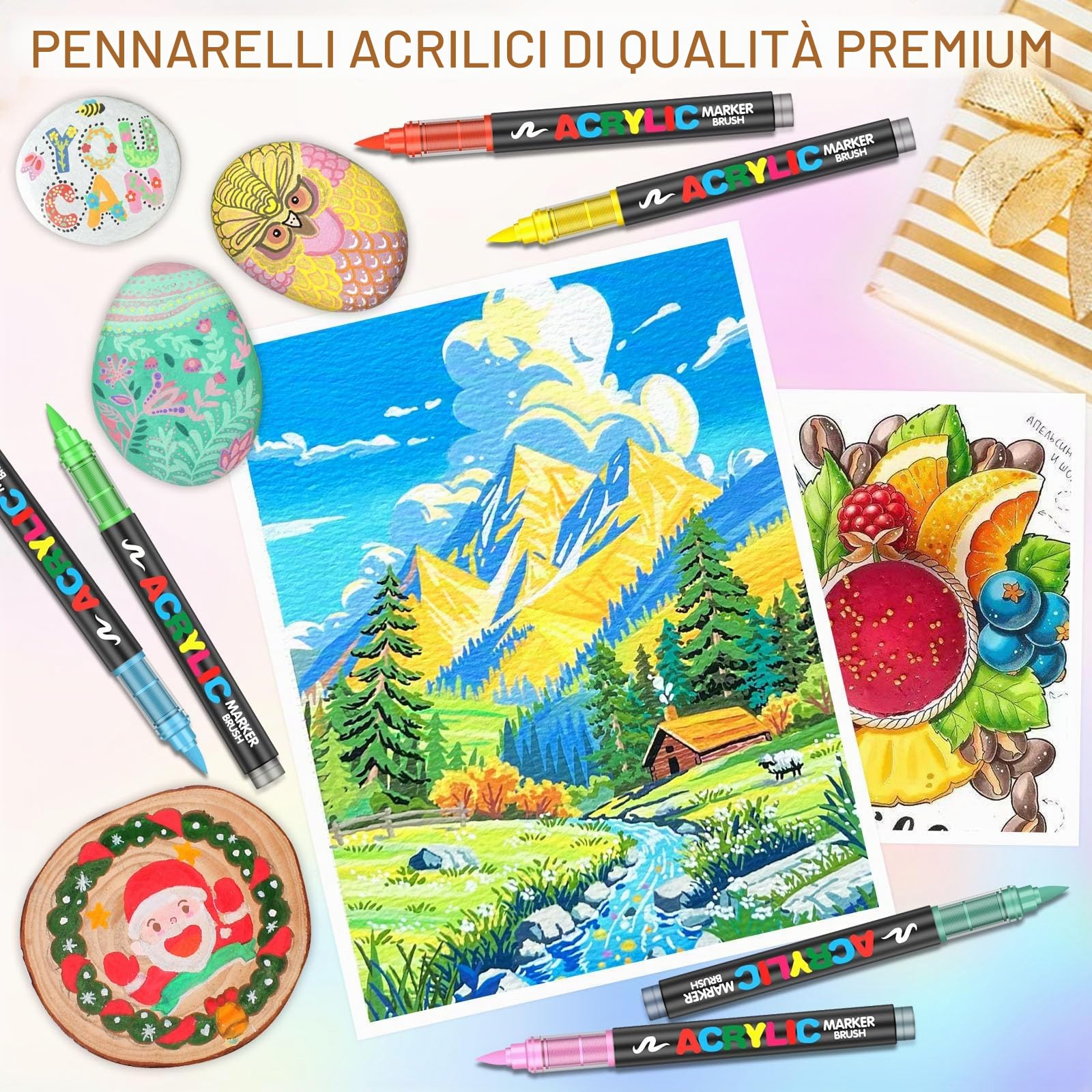 Gunsamg 168 Colori matite di vernice Acrilica per la Pittura su Roccia, Pennarello di Vernice Acrilica per il vetro legno pietra Ceramica tessuto Metallo tela di carta.