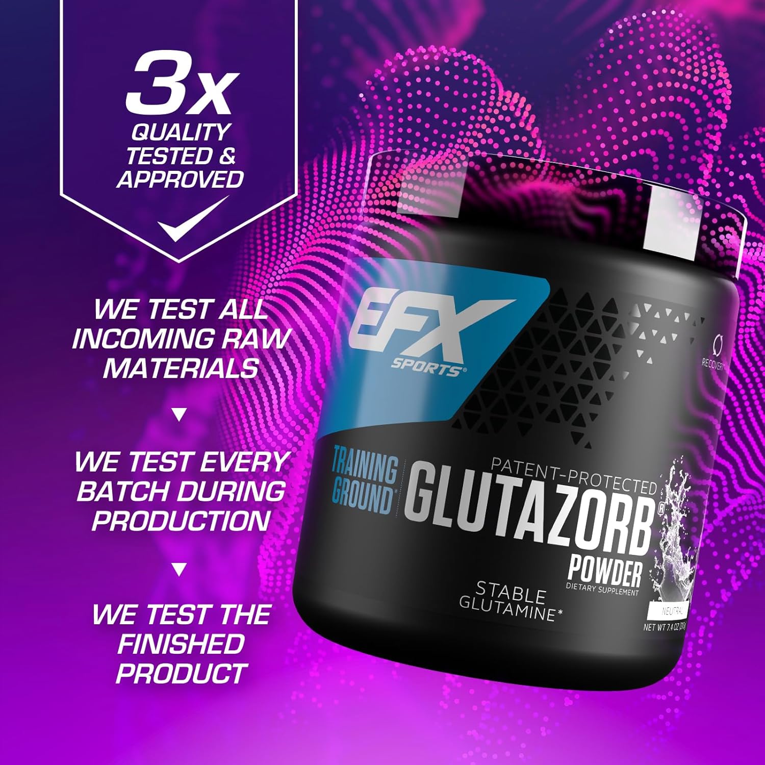 EFX Sports Training Ground Glutazorb Powder | Highly Concentrated, pH Correct Glutamine Supplement | Digestion & Immune Support | 140 Servings (Unflavored)