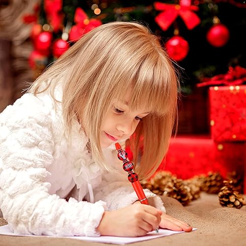 Miniatura 6 de 15 bolígrafos de plástico con cuentas de Navidad varios bolígrafos de cuentas a granel bolígrafos de cuentas de bricolaje con 38 cuentas de madera