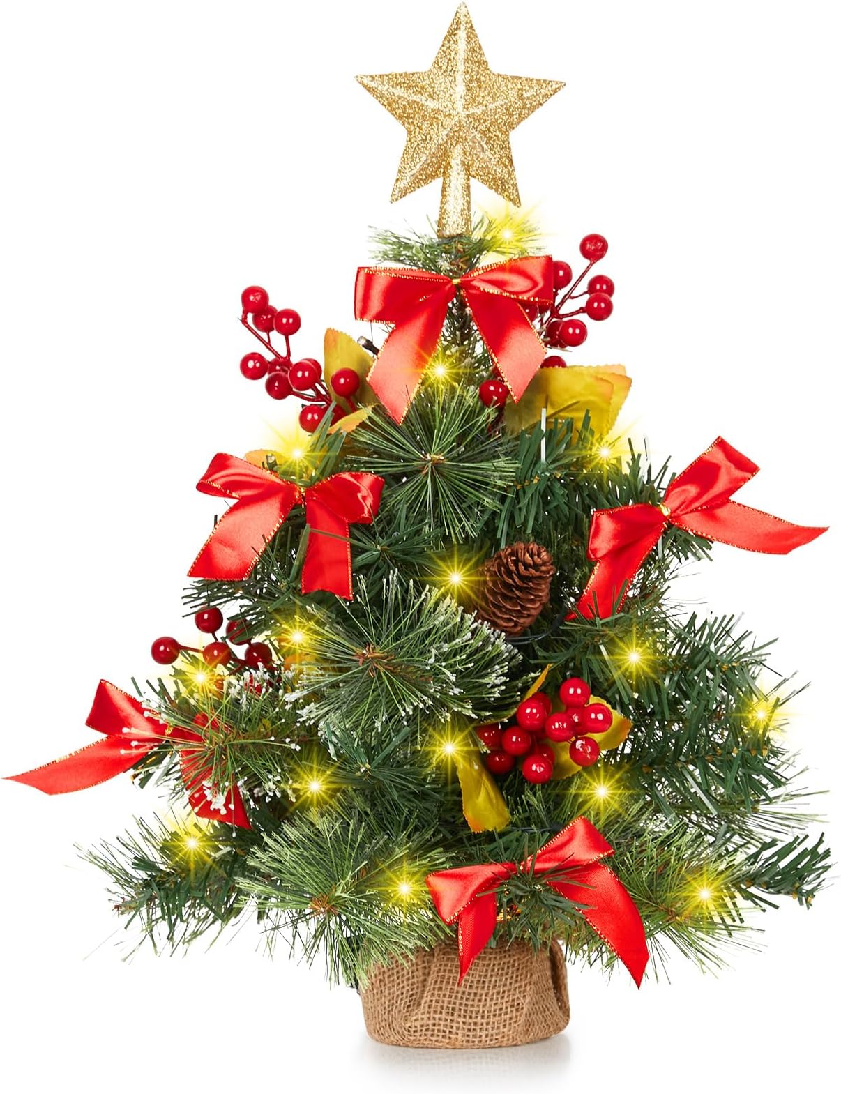 Naturgetreuer Künstlicher Weihnachtsbaum Mit Beleuchtung Klein Amazon.de: CRTEPST Mini LED Weihnachtsbaum Künstlich Klein Desktop Deko