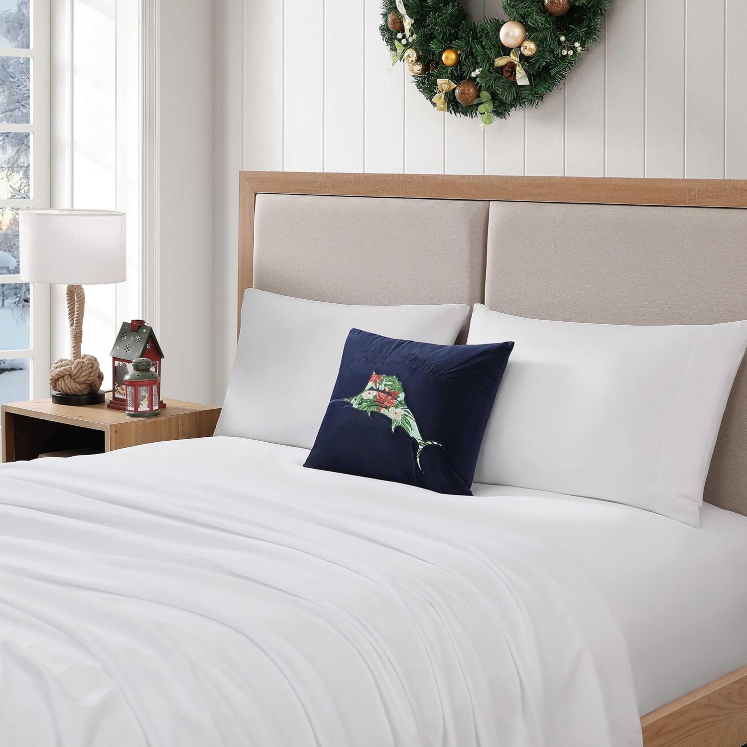 Tommy Bahama - Decorative Pillow, Soft Printed Throw Pillow with Zipper Closure, Pillow for Bed or Couch (Holiday Marlin Blue, 15" x 20")