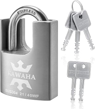 21/40KD-5SK High Security Stainless Steel Padlock with Key for Indoor and Outdoor Use (Heavy Duty) (40mm Various Keys Stainless Steel)
