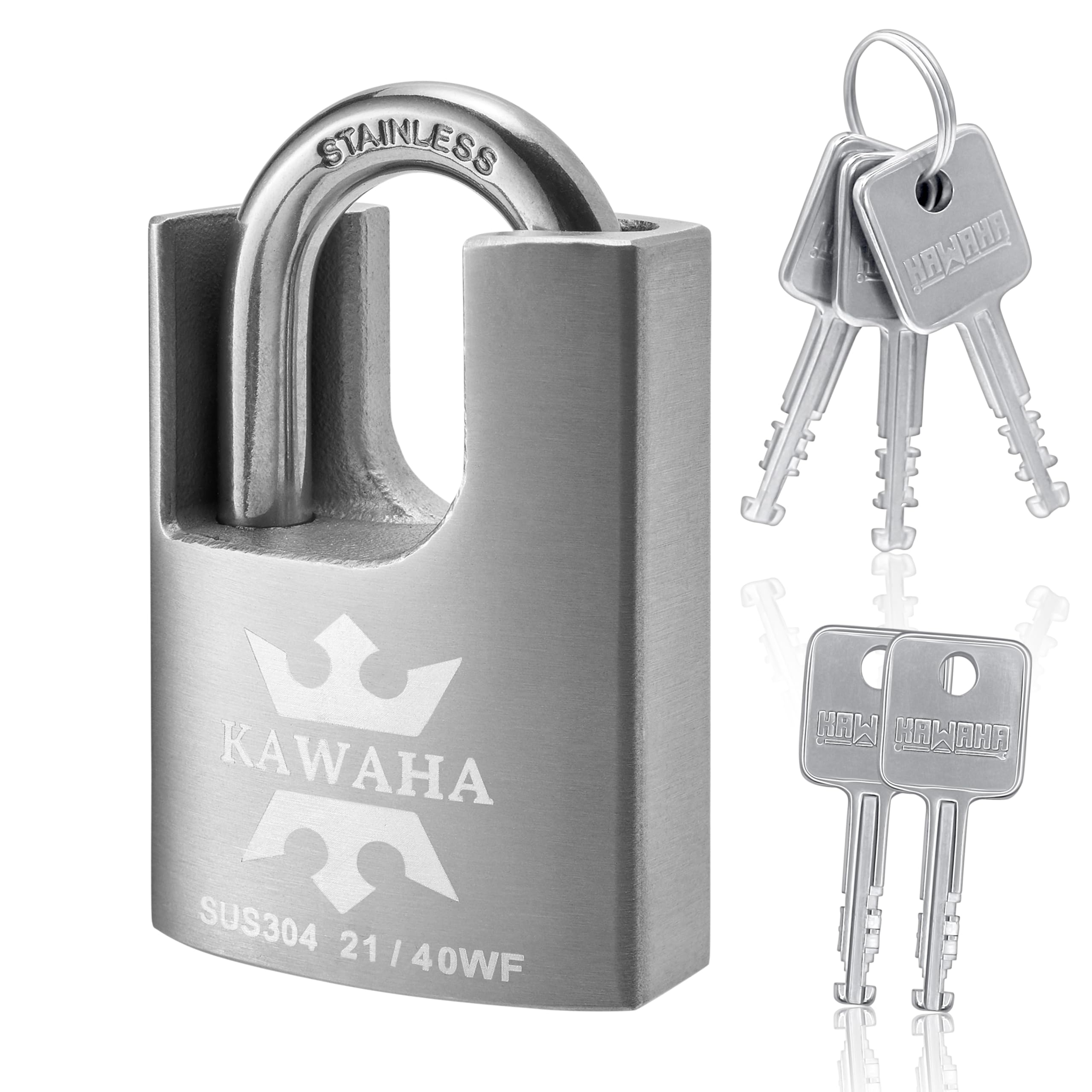 KAWAHA 21/40KD-5SK High Security Stainless Steel Shrouded Padlock with Key for Both Indoor and Outdoor use (Heavy Duty