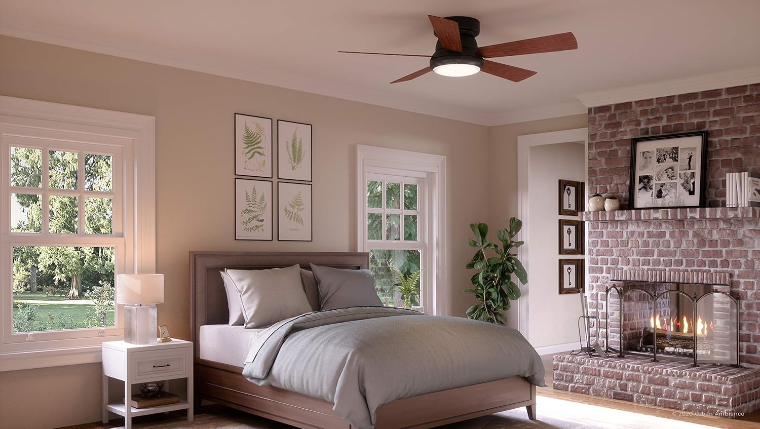 Urban Ambiance Luxury Traditional Indoor Ceiling Fan, Medium Size: 11.6" H x 52" W, with Transitional Style Elements, Olde Bronze Finish, UHP9230 from the Beaufort Collection