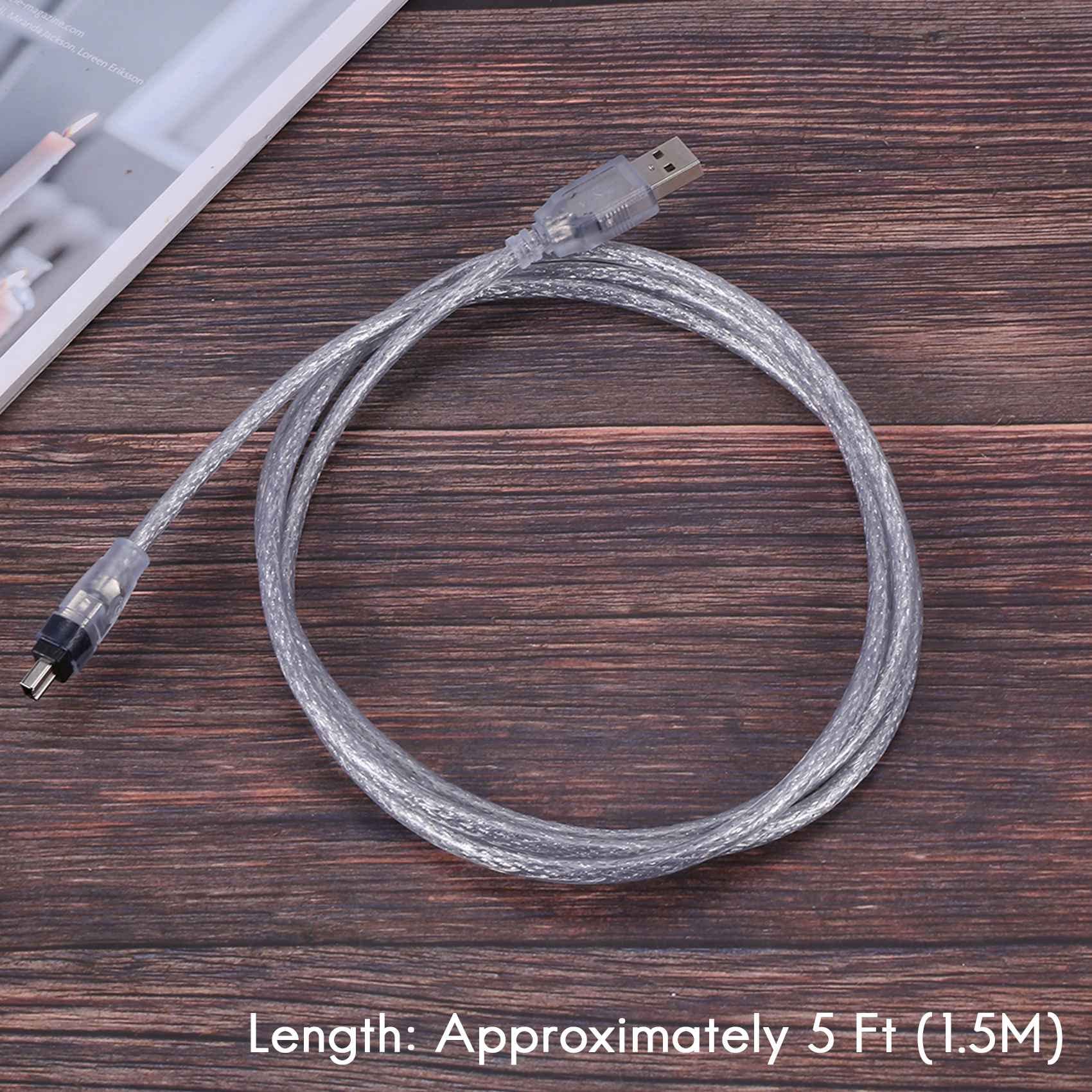 Pasuihcay 1.5M USB to IEEE 1394 4 Pin Firewire DV Adapter Cable Converter for PC Camera, Silver