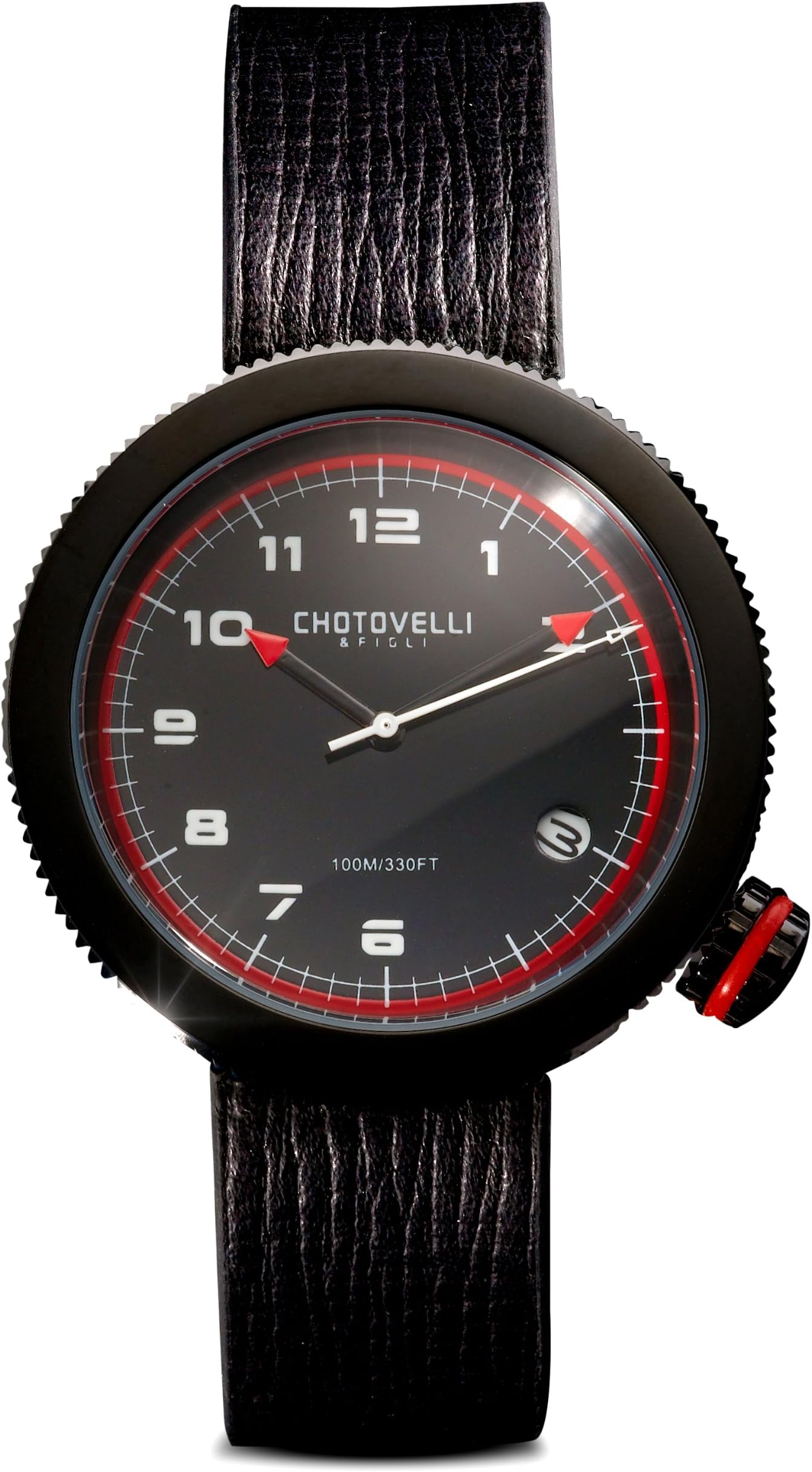chotovelli Men’s Racing Watch Gauge Dial Sapphire Italian Leather Strap (8005)
