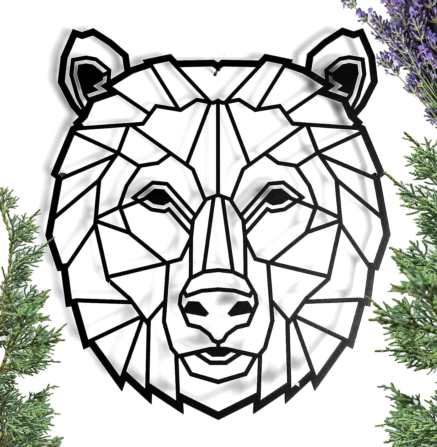 Metal Decoration Floating Wall Sculpture with Shades Steel (43 x 31 cm, Bear), 43L x 31W cm