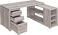 Vista 4 de Coaster Home Furnishings Yvette 801516 - Escritorio de oficina de madera flotante gris en forma de L