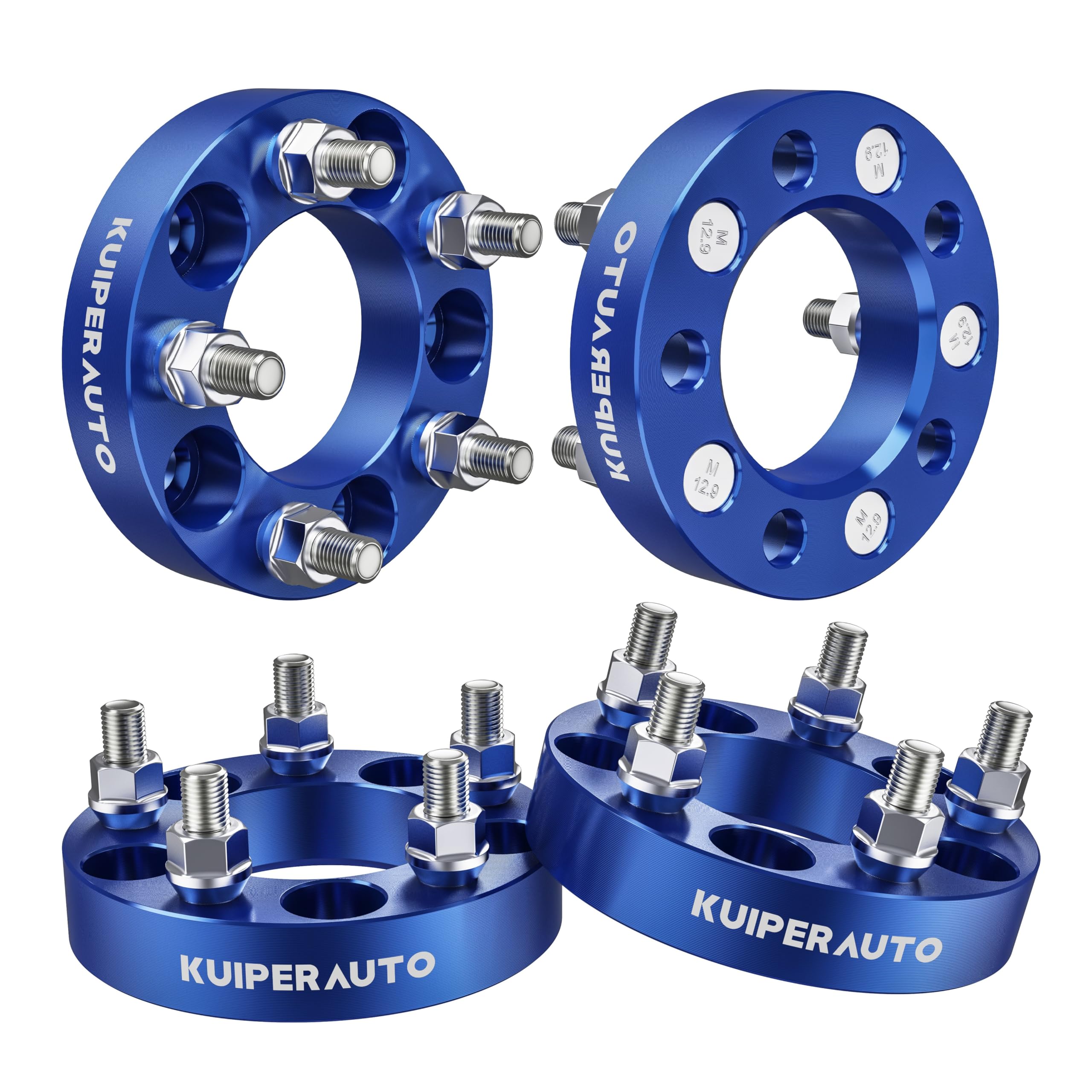 KUIPERAUTO 5x4.5 Wheel Spacers,1 inch 5X114.3mm Forged Wheel Adapters Compatible for Jeep Grand Cherokee Wrangler Liberty Ford Explorer Ranger Mustang,1/2"-20 Studs 82.5mm Center Bore,4 PCS Blue