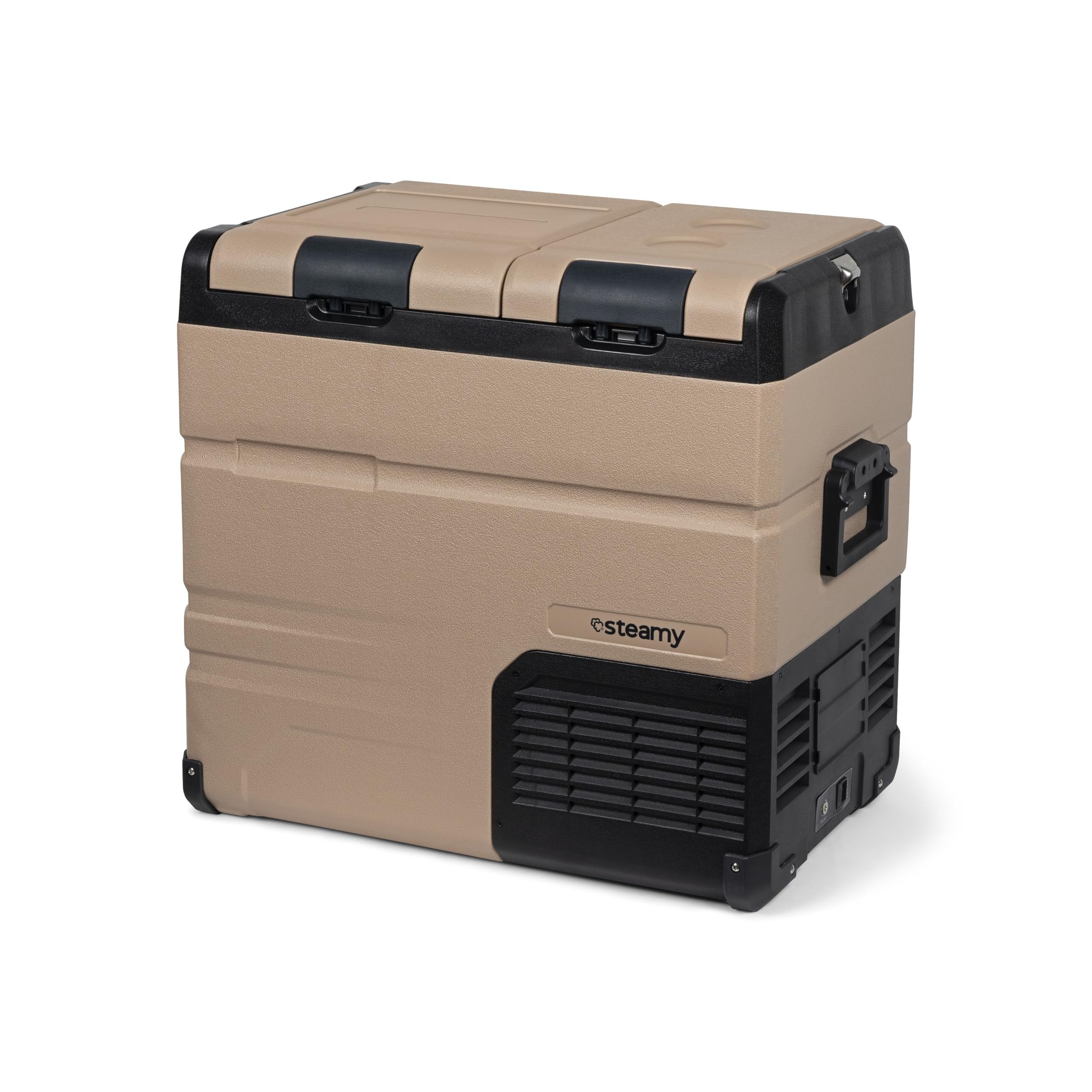 Steamy-E Dual Zone 55, Elektrische Kompressor Kühlbox, 54 Liter, 12V/ 230V, zum Kühlen und Gefrieren, Für Camping