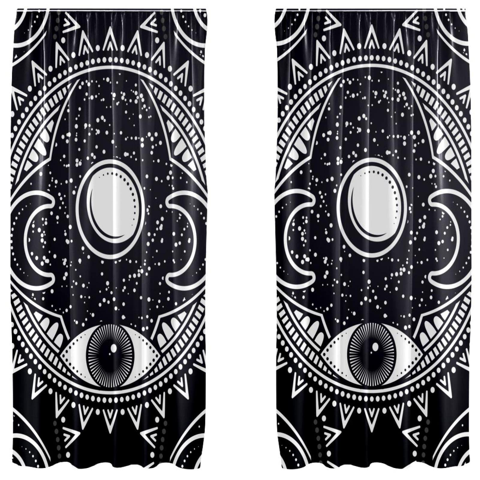 Rideaux de salon bohème noir et blanc pour une ambiance lune cocooning unique