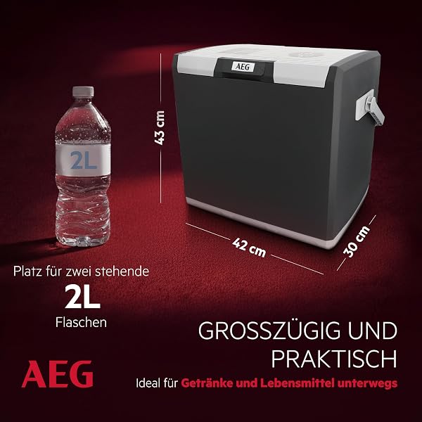 AEG Thermoelektrische Kühlbox KK 28, kühlt bis 20 °C unter Umgebungstemparatur, 28 Liter Fassungsvermögen, 12V/230V, Tragegriff & Kabelfach, leicht zu reinigen, für Auto, Reisen & Camping - 5