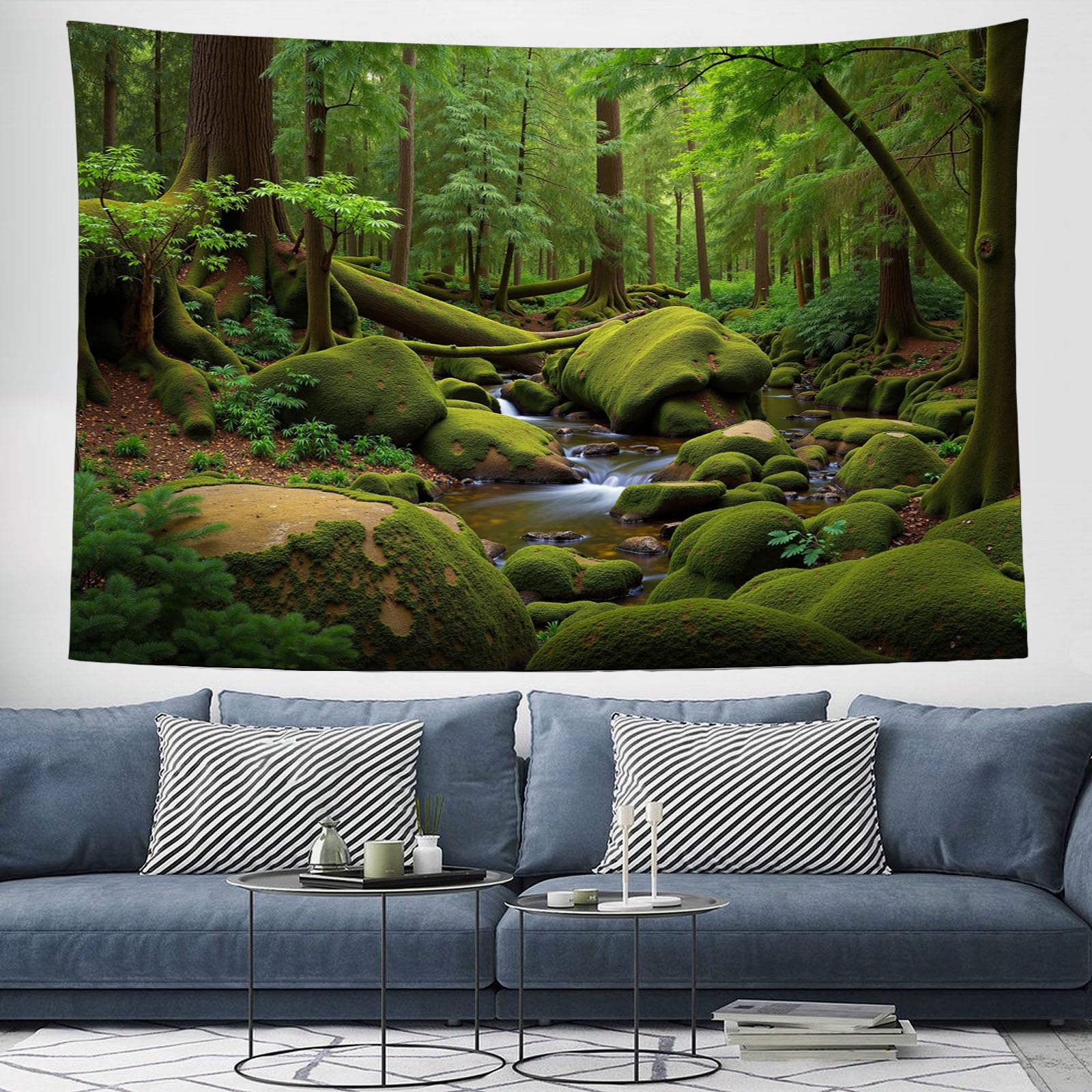 Amazon.com: DLERFLOVR Mossy Rocky Creek Tapestry Wall Hanging 80L