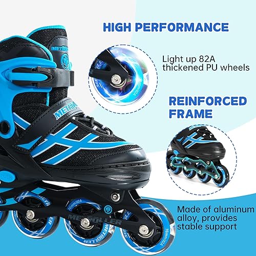Miniatura 4 de METROLLER Patines en línea para niñas y niños Edades 5-8 8-12 Patines en línea ajustables con ruedas iluminadas Patines en línea para jóvenes y