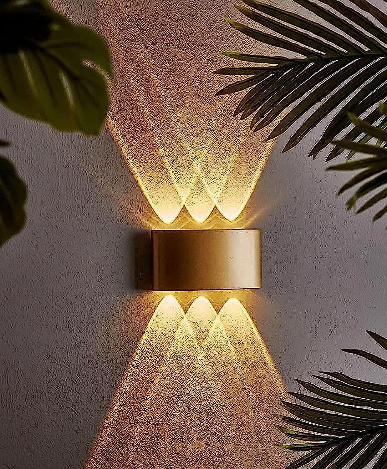 Outdoor and Indoor LED Wall Lamp, Gold, 6W, 3x3in: Buy Online at Best ...