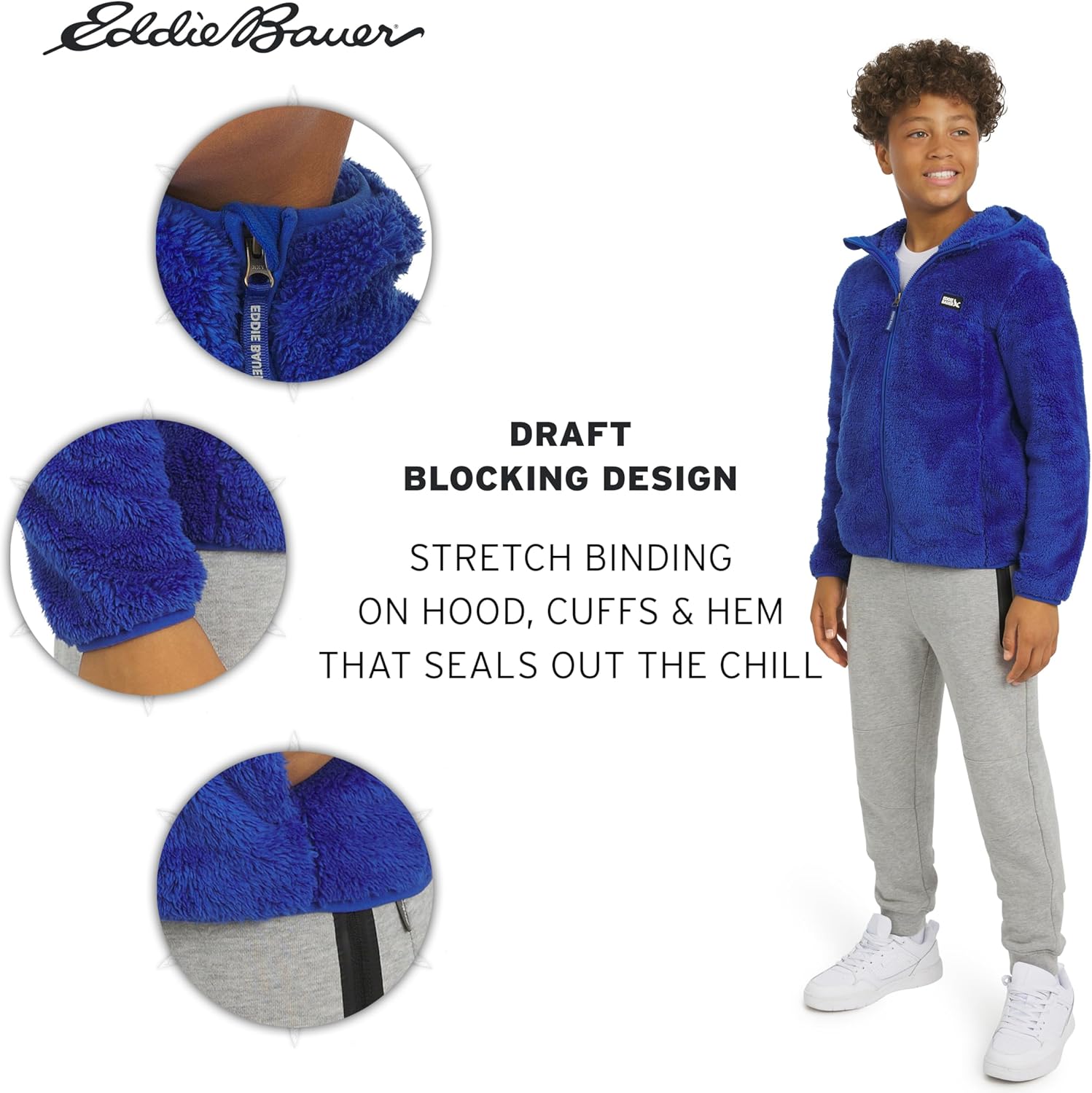 Eddie Bauer Boys' Quest Plush High Pile Faux Sherpa Hooded Jacket - Image 4