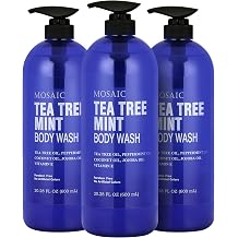 Tea Tree Body Wash with Mint & Shower Gel with Vitamin E for Jock Itch, Eczema, Ringworm, Body Odor, Body Wash Women & Men with Added Body Oils,LARGE 20.2 FL Oz Bottle Tea Tree Mint, Pack of 3