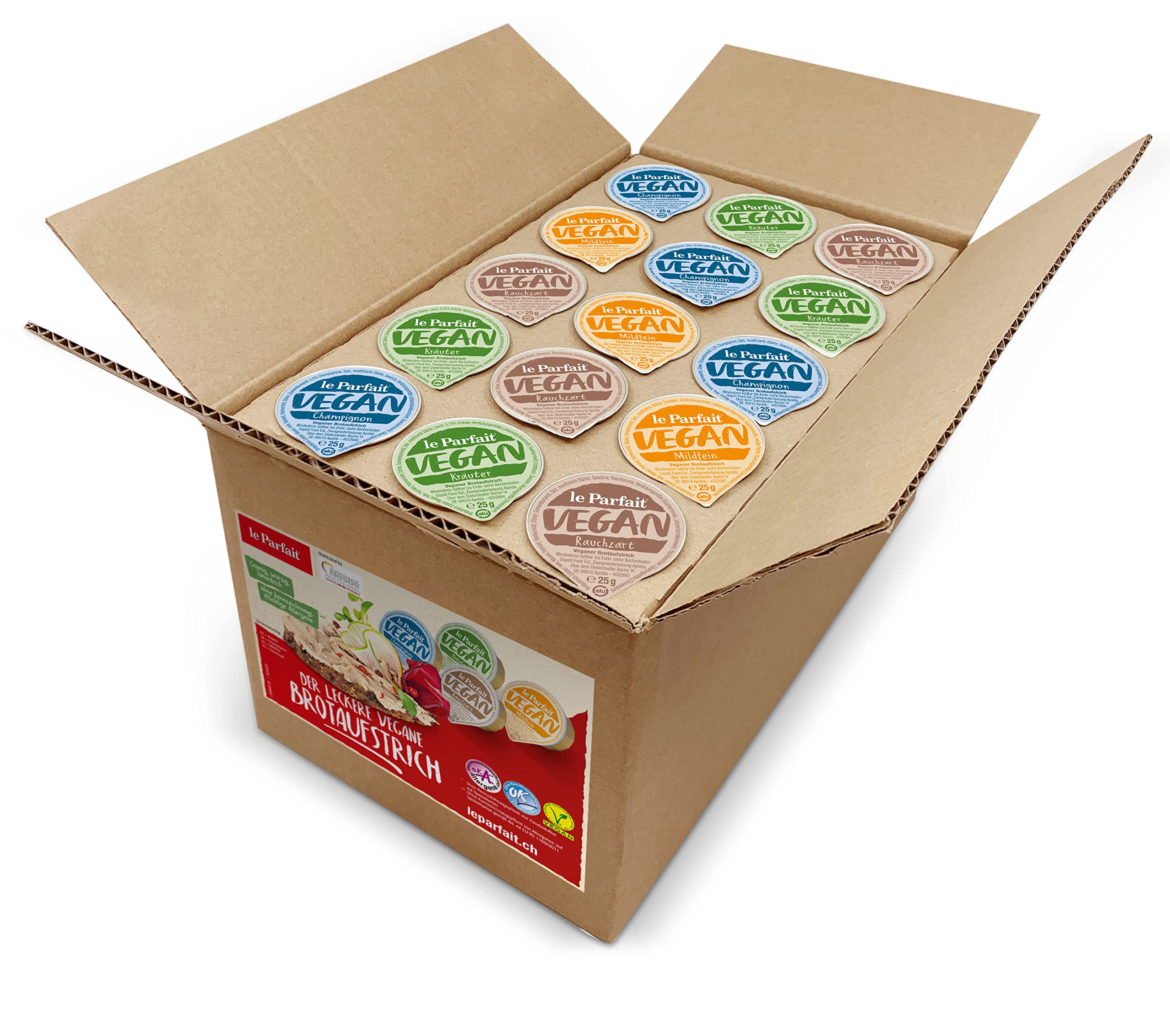 Le Parfait Sortiert: Rauchzart, Mildfein, Kräuter, Champignon 1 Karton (120 x 25g)
